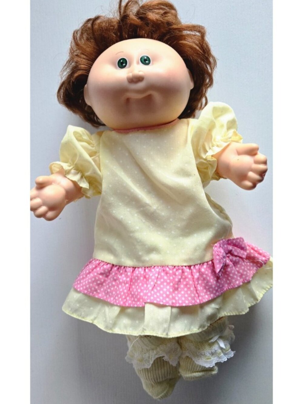 1987 Cabbage Patch Kids Hard Body Girl Doll Auburn Hair Yellow Dress  O.A.A. Inc